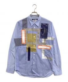 COMME des GARCONS JUNYA WATANABE MAN（コム デ ギャルソン ジュンヤ ワタナベ マン）の古着「綿ハケメ×多素材パッチワークシャツ」｜ブルー