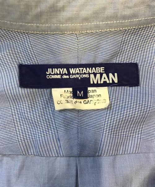 COMME des GARCONS JUNYA WATANABE MAN（コム デ ギャルソン ジュンヤ ワタナベ マン）COMME des GARCONS JUNYA WATANABE MAN (コム デ ギャルソン ジュンヤ ワタナベ マン) 綿ハケメ×多素材パッチワークシャツ ブルー サイズ:Mの古着・服飾アイテム