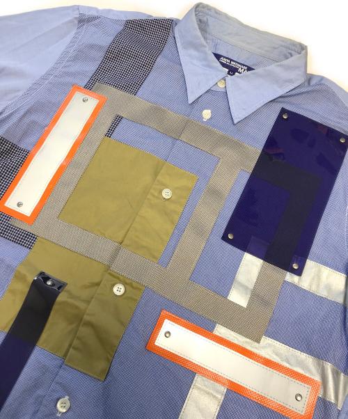COMME des GARCONS JUNYA WATANABE MAN（コム デ ギャルソン ジュンヤ ワタナベ マン）COMME des GARCONS JUNYA WATANABE MAN (コム デ ギャルソン ジュンヤ ワタナベ マン) 綿ハケメ×多素材パッチワークシャツ ブルー サイズ:Mの古着・服飾アイテム