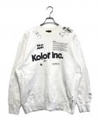KOLORカラー）の古着「DAMAGE SWEAT」｜ホワイト