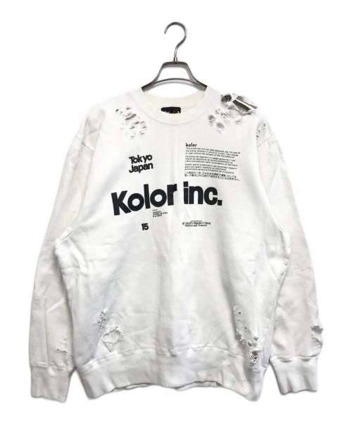 KOLOR（カラー）KOLOR (カラー) DAMAGE SWEAT ホワイト サイズ:3の古着・服飾アイテム