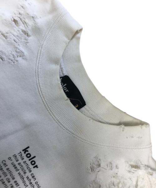 KOLOR（カラー）KOLOR (カラー) DAMAGE SWEAT ホワイト サイズ:3の古着・服飾アイテム