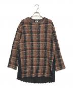 JUNYA WATANABE COMME des GARCONSジュンヤワタナベ コムデギャルソン）の古着「異素材切替チェックニット」｜ブラウン×ブラック