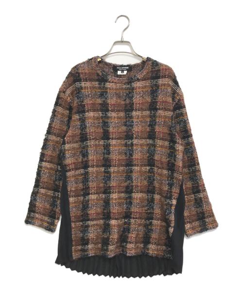 JUNYA WATANABE COMME des GARCONS（(ジュンヤワタナベ コムデギャルソン）JUNYA WATANABE COMME des GARCONS (ジュンヤワタナベ コムデギャルソン) 異素材切替チェックニット ブラウン×ブラック サイズ:Sの古着・服飾アイテム