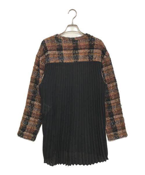 JUNYA WATANABE COMME des GARCONS（(ジュンヤワタナベ コムデギャルソン）JUNYA WATANABE COMME des GARCONS (ジュンヤワタナベ コムデギャルソン) 異素材切替チェックニット ブラウン×ブラック サイズ:Sの古着・服飾アイテム