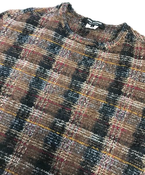 JUNYA WATANABE COMME des GARCONS（(ジュンヤワタナベ コムデギャルソン）JUNYA WATANABE COMME des GARCONS (ジュンヤワタナベ コムデギャルソン) 異素材切替チェックニット ブラウン×ブラック サイズ:Sの古着・服飾アイテム