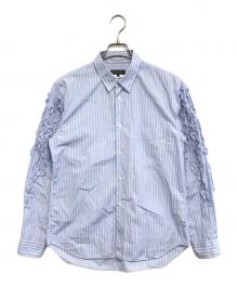 COMME des GARCONS HOMME PLUS（コムデギャルソンオムプリュス）の古着「袖フリルストライプシャツ」｜ブルー
