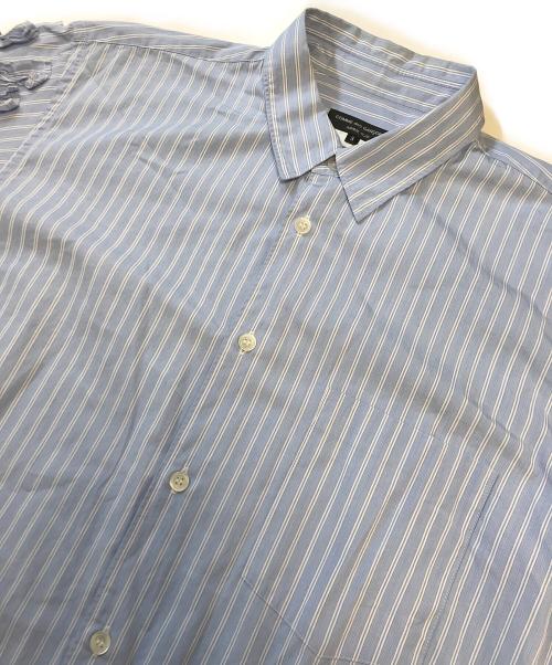 COMME des GARCONS HOMME PLUS（コムデギャルソンオムプリュス）COMME des GARCONS HOMME PLUS (コムデギャルソンオムプリュス) 袖フリルストライプシャツ ブルー サイズ:Sの古着・服飾アイテム