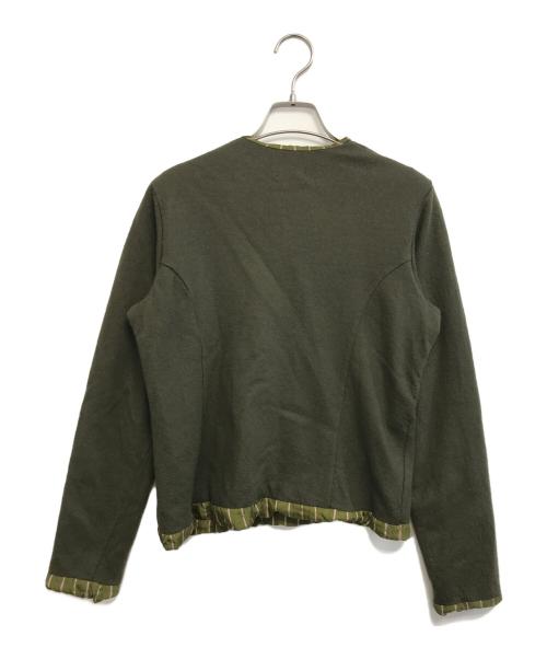 tricot COMME des GARCONS（トリココムデギャルソン）tricot COMME des GARCONS (トリココムデギャルソン) ノーカラー縮絨ジャケット グリーン サイズ:表記なしの古着・服飾アイテム