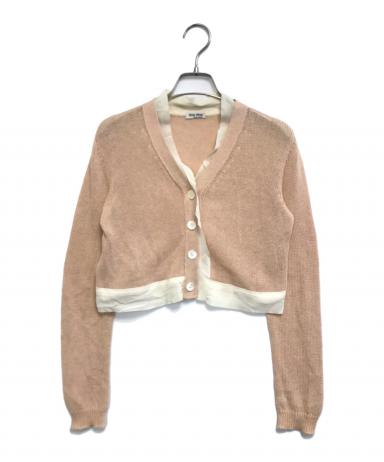 レア【シルクレイヤード】miumiu 薄手カーディガンS ベージュウール 中古・古着通販】MIU MIU (ミュウミュウ) ニットカーディガン ベージュ