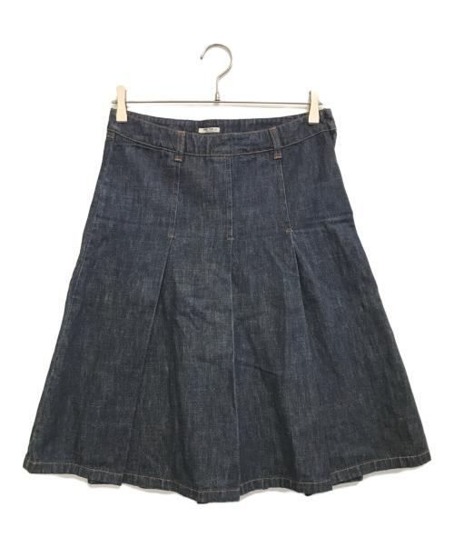 MIU MIU（ミュウミュウ）MIU MIU (ミュウミュウ) プリーツデニムスカート インディゴ サイズ:27の古着・服飾アイテム