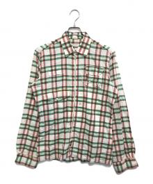 DRIES VAN NOTEN（ドリスヴァンノッテン）の古着「ジップアップチェックシャツ」｜グリーン