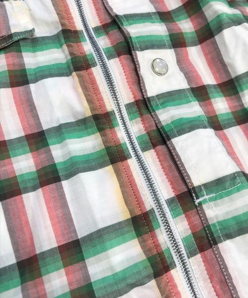 DRIES VAN NOTEN（ドリスヴァンノッテン）DRIES VAN NOTEN (ドリスヴァンノッテン) ジップアップチェックシャツ グリーン サイズ:48の古着・服飾アイテム
