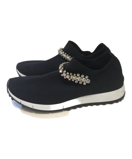 JIMMY CHOO（ジミーチュウ）JIMMY CHOO (ジミーチュウ) クリスタルビジューニットスニーカー ブラック サイズ:36の古着・服飾アイテム