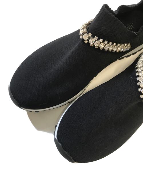 JIMMY CHOO（ジミーチュウ）JIMMY CHOO (ジミーチュウ) クリスタルビジューニットスニーカー ブラック サイズ:36の古着・服飾アイテム