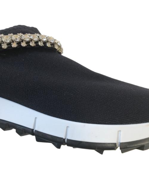JIMMY CHOO（ジミーチュウ）JIMMY CHOO (ジミーチュウ) クリスタルビジューニットスニーカー ブラック サイズ:36の古着・服飾アイテム