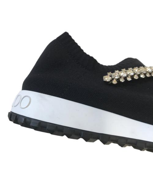 JIMMY CHOO（ジミーチュウ）JIMMY CHOO (ジミーチュウ) クリスタルビジューニットスニーカー ブラック サイズ:36の古着・服飾アイテム