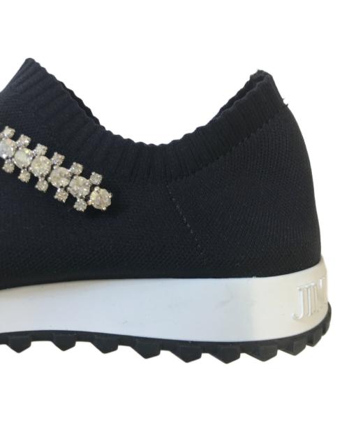 JIMMY CHOO（ジミーチュウ）JIMMY CHOO (ジミーチュウ) クリスタルビジューニットスニーカー ブラック サイズ:36の古着・服飾アイテム