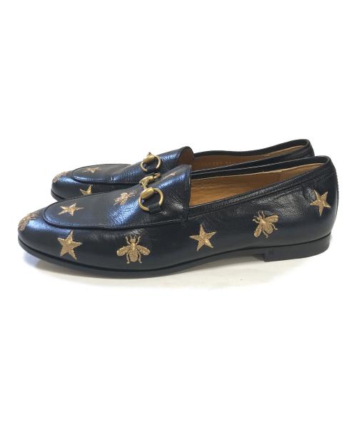 GUCCI（グッチ）GUCCI (グッチ) エンブロイダリービットローファー ブラック サイズ:36 1/2の古着・服飾アイテム