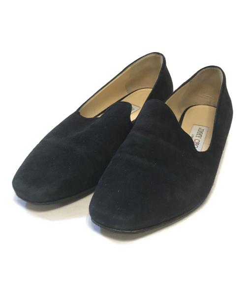 JIMMY CHOO（ジミーチュウ）JIMMY CHOO (ジミーチュウ) スウェードフラットシューズ ブラック サイズ:36 1/2の古着・服飾アイテム