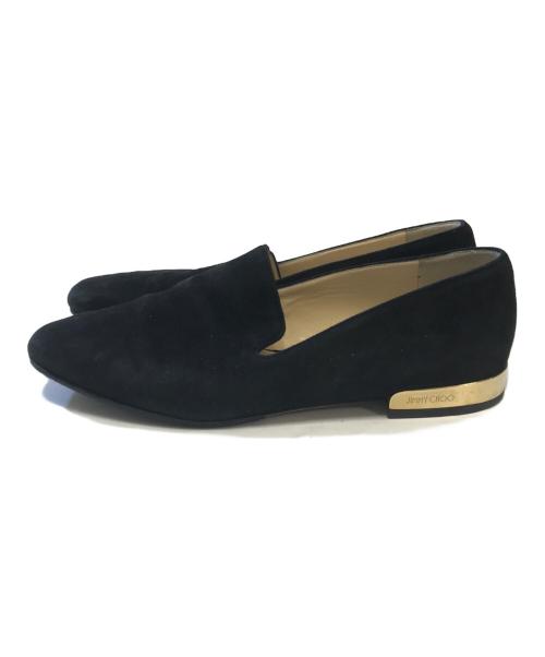 JIMMY CHOO（ジミーチュウ）JIMMY CHOO (ジミーチュウ) スウェードフラットシューズ ブラック サイズ:36 1/2の古着・服飾アイテム
