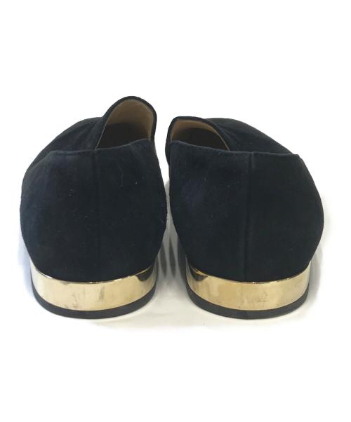JIMMY CHOO（ジミーチュウ）JIMMY CHOO (ジミーチュウ) スウェードフラットシューズ ブラック サイズ:36 1/2の古着・服飾アイテム