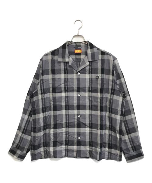 HUMAN MADE（ヒューマンメイド）HUMAN MADE (ヒューマンメイド) OPEN COLLAR CHECK SHIRT ブラック サイズ:XLの古着・服飾アイテム
