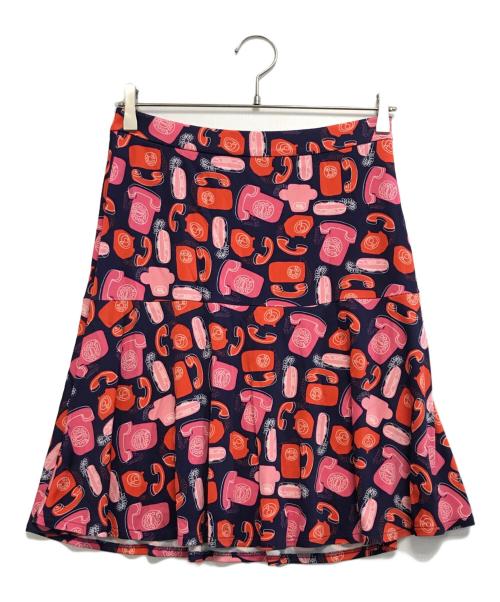 MIU MIU（ミュウミュウ）MIU MIU (ミュウミュウ) 総柄スカート レッド×ネイビー サイズ:Mの古着・服飾アイテム