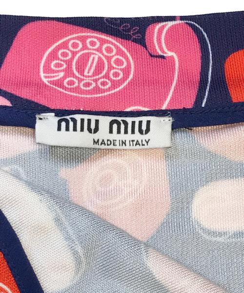 MIU MIU（ミュウミュウ）MIU MIU (ミュウミュウ) 総柄スカート レッド×ネイビー サイズ:Mの古着・服飾アイテム