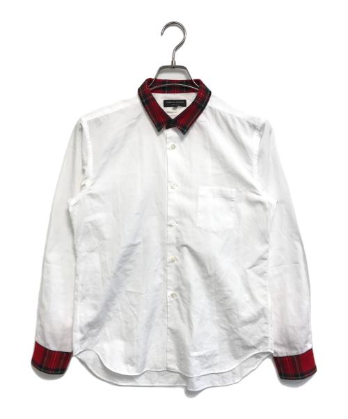 COMME des GARCONS HOMME PLUS（コムデギャルソンオムプリュス）COMME des GARCONS HOMME PLUS (コムデギャルソンオムプリュス) 切替シャツ ホワイト×レッド サイズ:XSの古着・服飾アイテム