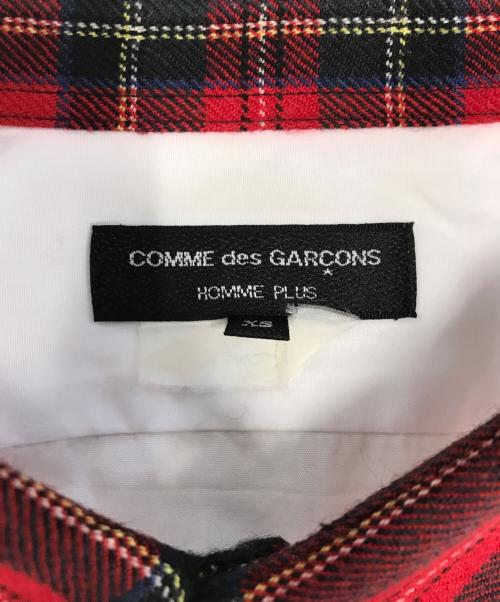 COMME des GARCONS HOMME PLUS（コムデギャルソンオムプリュス）COMME des GARCONS HOMME PLUS (コムデギャルソンオムプリュス) 切替シャツ ホワイト×レッド サイズ:XSの古着・服飾アイテム
