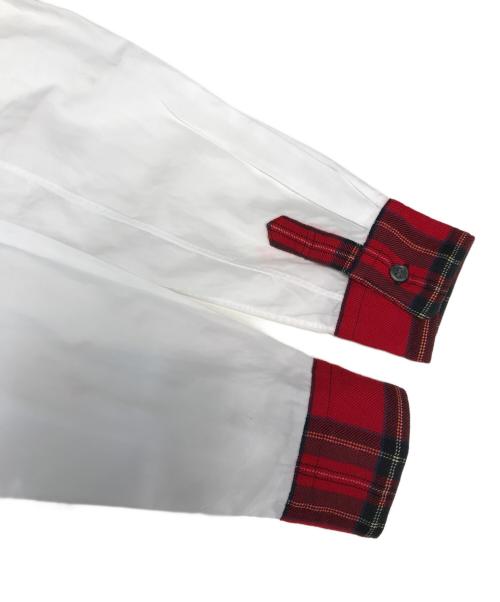 COMME des GARCONS HOMME PLUS（コムデギャルソンオムプリュス）COMME des GARCONS HOMME PLUS (コムデギャルソンオムプリュス) 切替シャツ ホワイト×レッド サイズ:XSの古着・服飾アイテム
