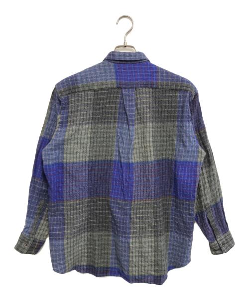 COMME des GARCONS HOMME（コムデギャルソン オム）COMME des GARCONS HOMME (コムデギャルソン オム) 縮絨ブロックチェックシャツ ブルー×グレー サイズ:表記なしの古着・服飾アイテム