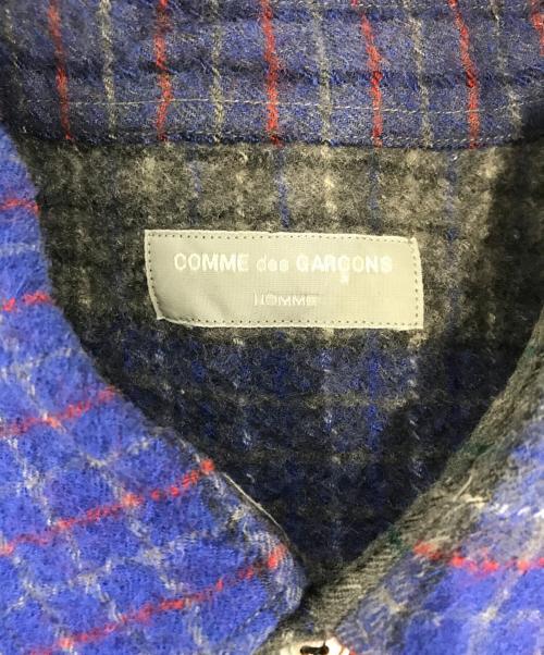 COMME des GARCONS HOMME（コムデギャルソン オム）COMME des GARCONS HOMME (コムデギャルソン オム) 縮絨ブロックチェックシャツ ブルー×グレー サイズ:表記なしの古着・服飾アイテム
