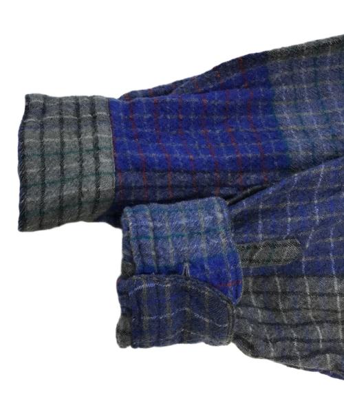 COMME des GARCONS HOMME（コムデギャルソン オム）COMME des GARCONS HOMME (コムデギャルソン オム) 縮絨ブロックチェックシャツ ブルー×グレー サイズ:表記なしの古着・服飾アイテム