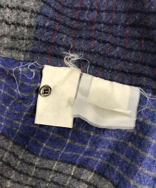 COMME des GARCONS HOMME（コムデギャルソン オム）COMME des GARCONS HOMME (コムデギャルソン オム) 縮絨ブロックチェックシャツ ブルー×グレー サイズ:表記なしの古着・服飾アイテム