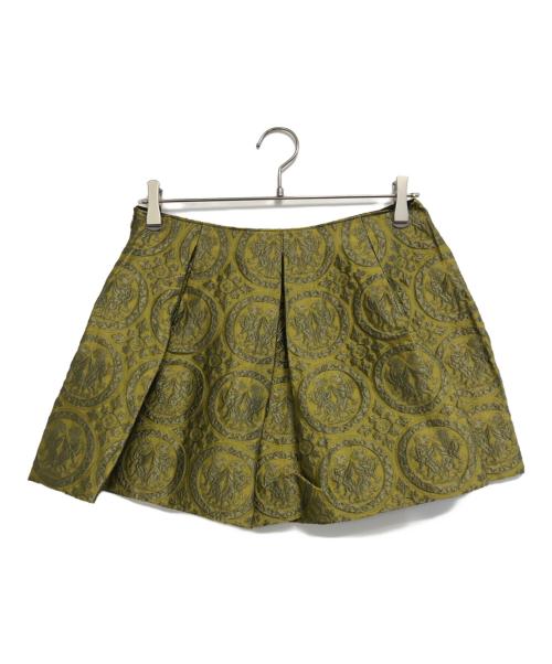 MIU MIU（ミュウミュウ）MIU MIU (ミュウミュウ) 00’s ジャガードミニスカート オリーブ サイズ:38の古着・服飾アイテム