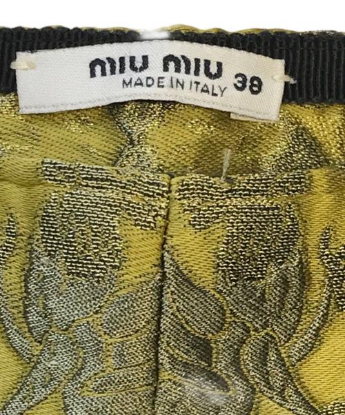 MIU MIU（ミュウミュウ）MIU MIU (ミュウミュウ) 00’s ジャガードミニスカート オリーブ サイズ:38の古着・服飾アイテム