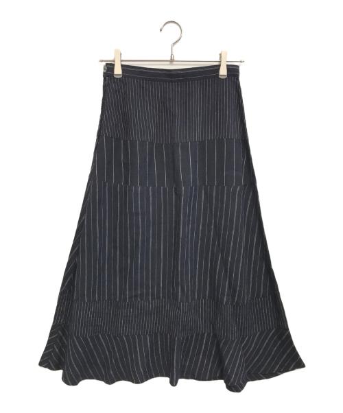 tricot COMME des GARCONS（トリココムデギャルソン）tricot COMME des GARCONS (トリココムデギャルソン) 切替ストライプスカート ネイビー サイズ:Sの古着・服飾アイテム