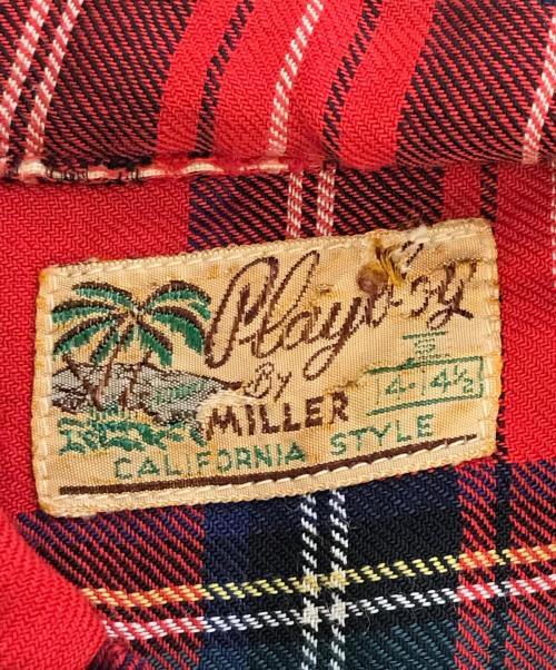 Playboy by Miller（プレイボーイ バイ ミラー）Playboy by Miller (プレイボーイ バイ ミラー) レーヨンチェックシャツ レッド サイズ:14-14½の古着・服飾アイテム