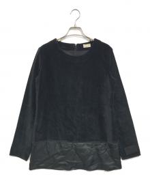 HELMUT LANG（ヘルムートラング）の古着「90’s 切替ベロアカットソー」｜ブラック