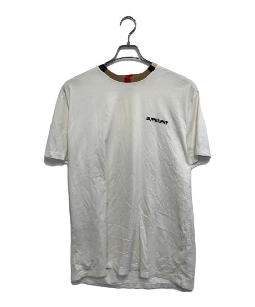 BURBERRY LONDON（バーバリーロンドン）BURBERRY LONDON (バーバリーロンドン) ネックトリム ノバチェック ロゴTシャツ ホワイト サイズ:Mの古着・服飾アイテム