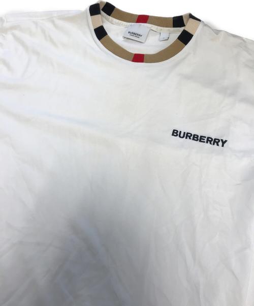 BURBERRY LONDON（バーバリーロンドン）BURBERRY LONDON (バーバリーロンドン) ネックトリム ノバチェック ロゴTシャツ ホワイト サイズ:Mの古着・服飾アイテム
