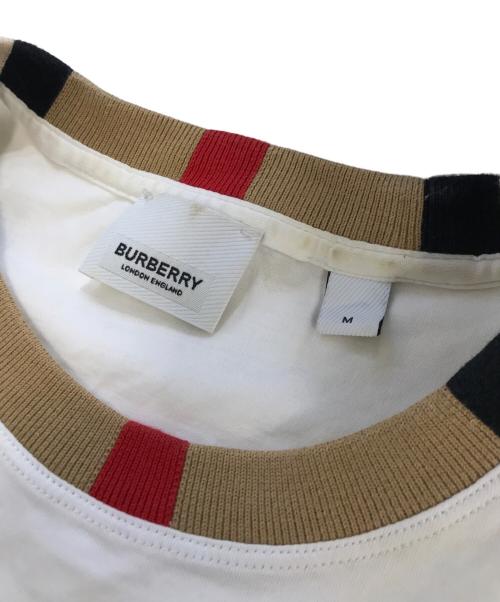 BURBERRY LONDON（バーバリーロンドン）BURBERRY LONDON (バーバリーロンドン) ネックトリム ノバチェック ロゴTシャツ ホワイト サイズ:Mの古着・服飾アイテム