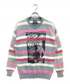 Hysteric Glamour×original Bluesヒステリックグラマー×オリジナルブルース）の古着「YOUNG AND HUNGRY ニット」｜インディゴ×ピンク