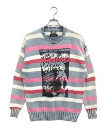 Hysteric Glamour×original Blues（ヒステリックグラマー×オリジナルブルース）の古着「YOUNG AND HUNGRY ニット」｜インディゴ×ピンク