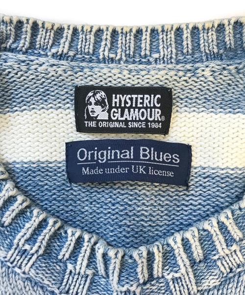 Hysteric Glamour（ヒステリックグラマー）Hysteric Glamour (ヒステリックグラマー) original Blues (オリジナルブルース) YOUNG AND HUNGRY ニット インディゴ×ピンク サイズ:Freeの古着・服飾アイテム