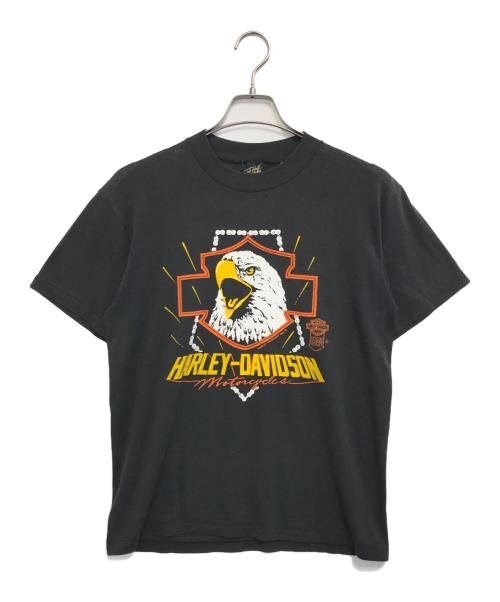モーターサイクルTシャツ（モーターサイクルTシャツ）モーターサイクルTシャツ (モーターサイクルTシャツ) 80s HARLEY-DAVIDSON(ハーレーダビッドソン) モーターサイクルTシャツ ブラック サイズ:Lの古着・服飾アイテム