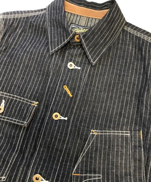 EIGHT G（エイトジー）EIGHT G (エイトジー) ストライプカバーオール ネイビー サイズ:40の古着・服飾アイテム