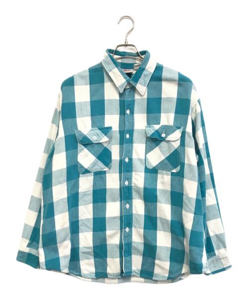 Prentiss Outdoor（プレンティス アウトドア）Prentiss Outdoor (プレンティス アウトドア) ヘビーフランネルシャツ ターコイズ×ホワイト サイズ:XLの古着・服飾アイテム